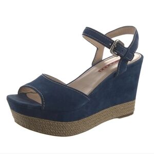 Prada Authentic Blue Suede Espadrilles Women's Size: 9.5 /39.5